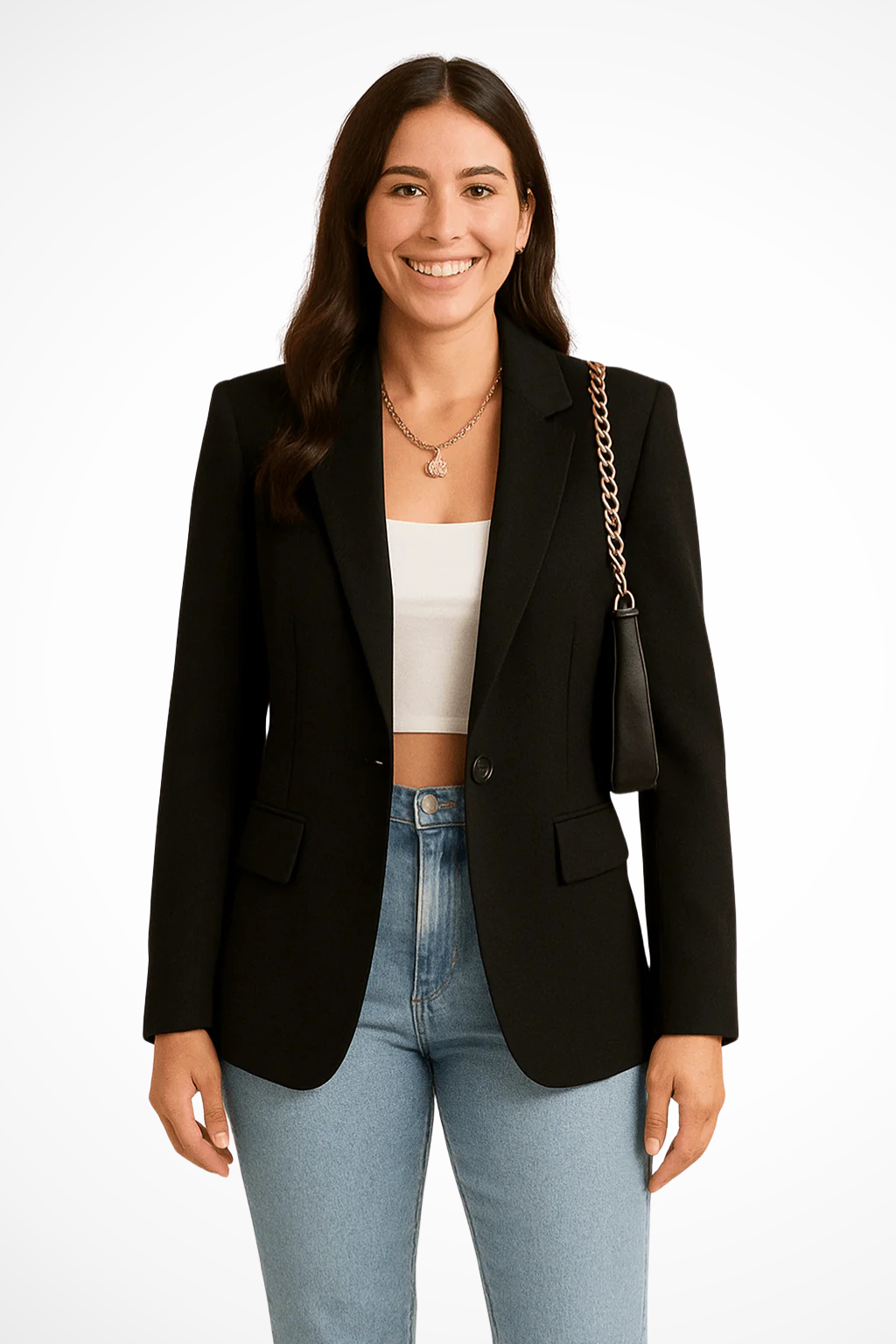 Women's Tailored Blazer – Single-Breasted Jacket with Notch Lapels
