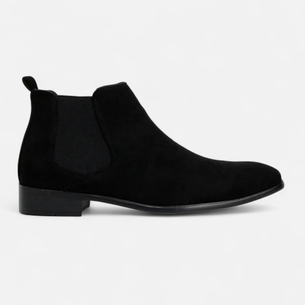 Men's Suede Ankle Boots – Square Toe Slip-On with Elasticated Side Panels
