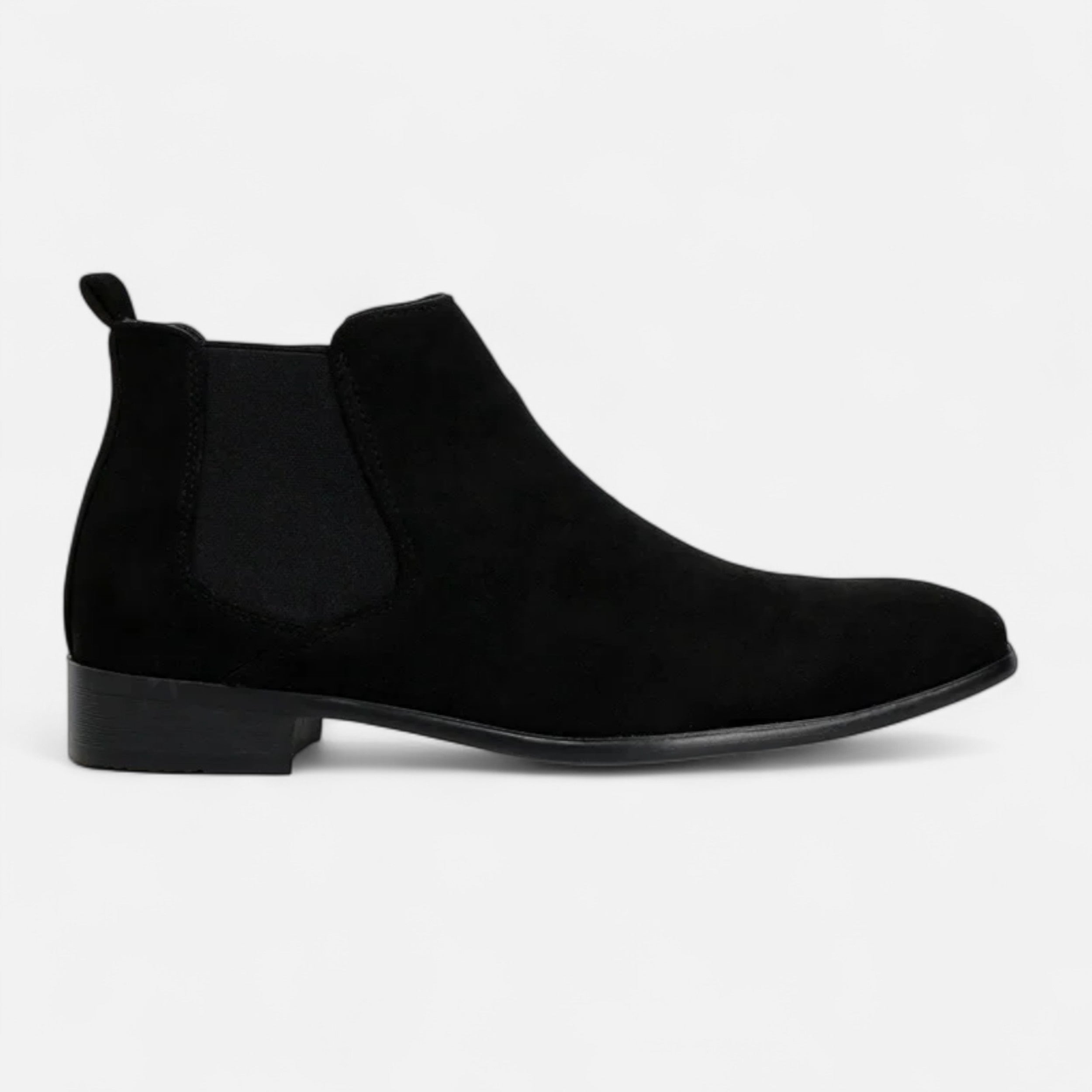 Men's Suede Ankle Boots – Square Toe Slip-On with Elasticated Side Panels