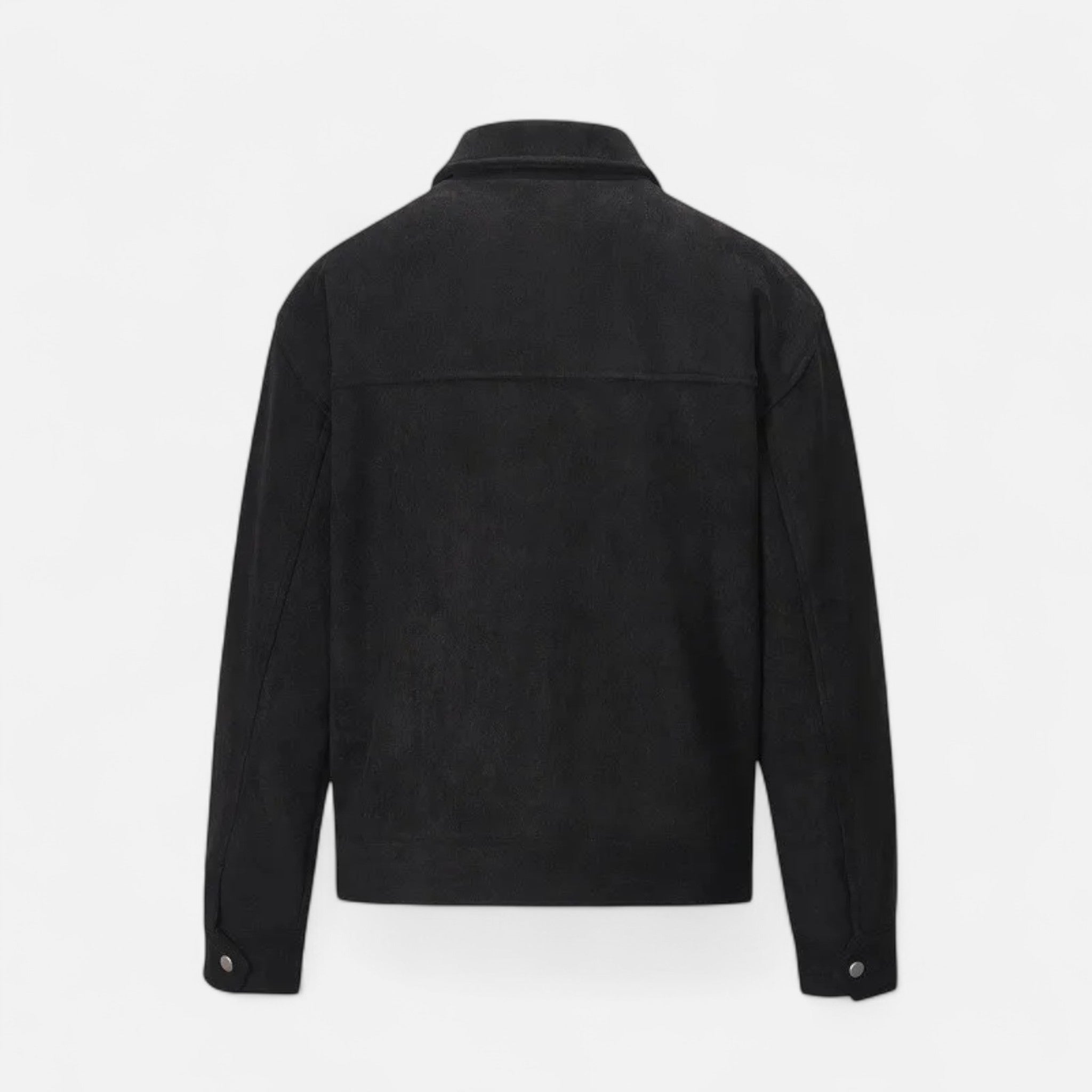 Men's Suede Utility Jacket – Oversized Full-Zip with Lapel Collar and Warm Lining