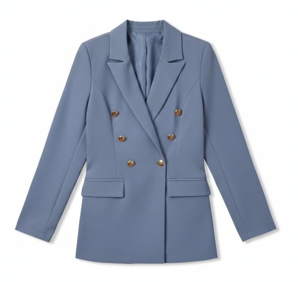 Women's Satin Blazer – Long Sleeve Double-Breasted Cardigan Style