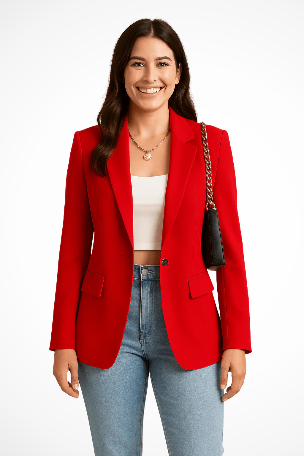 Women's Tailored Blazer – Single-Breasted Jacket with Notch Lapels