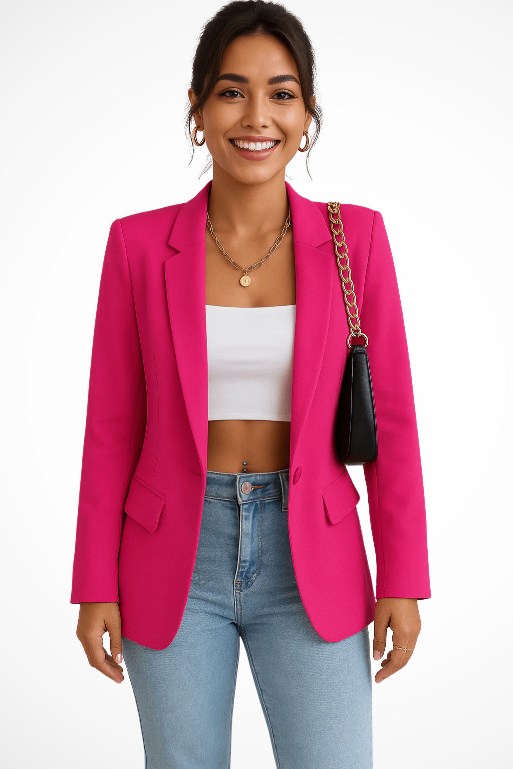 Women's Tailored Blazer – Single-Breasted Jacket with Notch Lapels