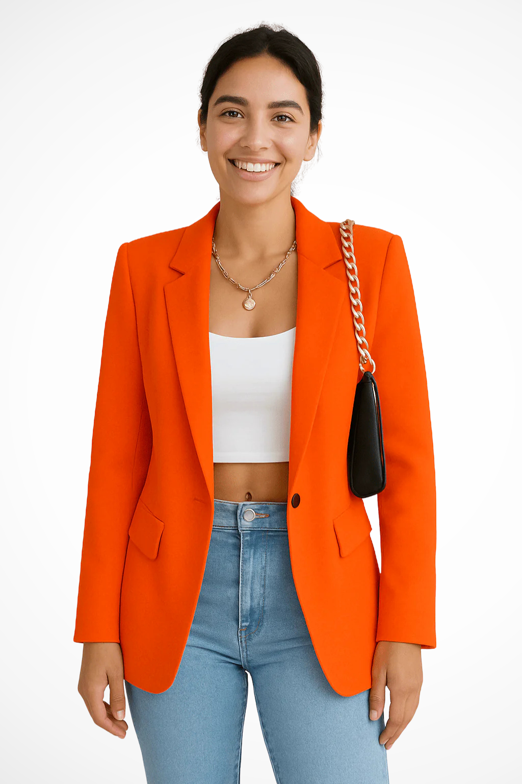 Women's Tailored Blazer – Single-Breasted Jacket with Notch Lapels