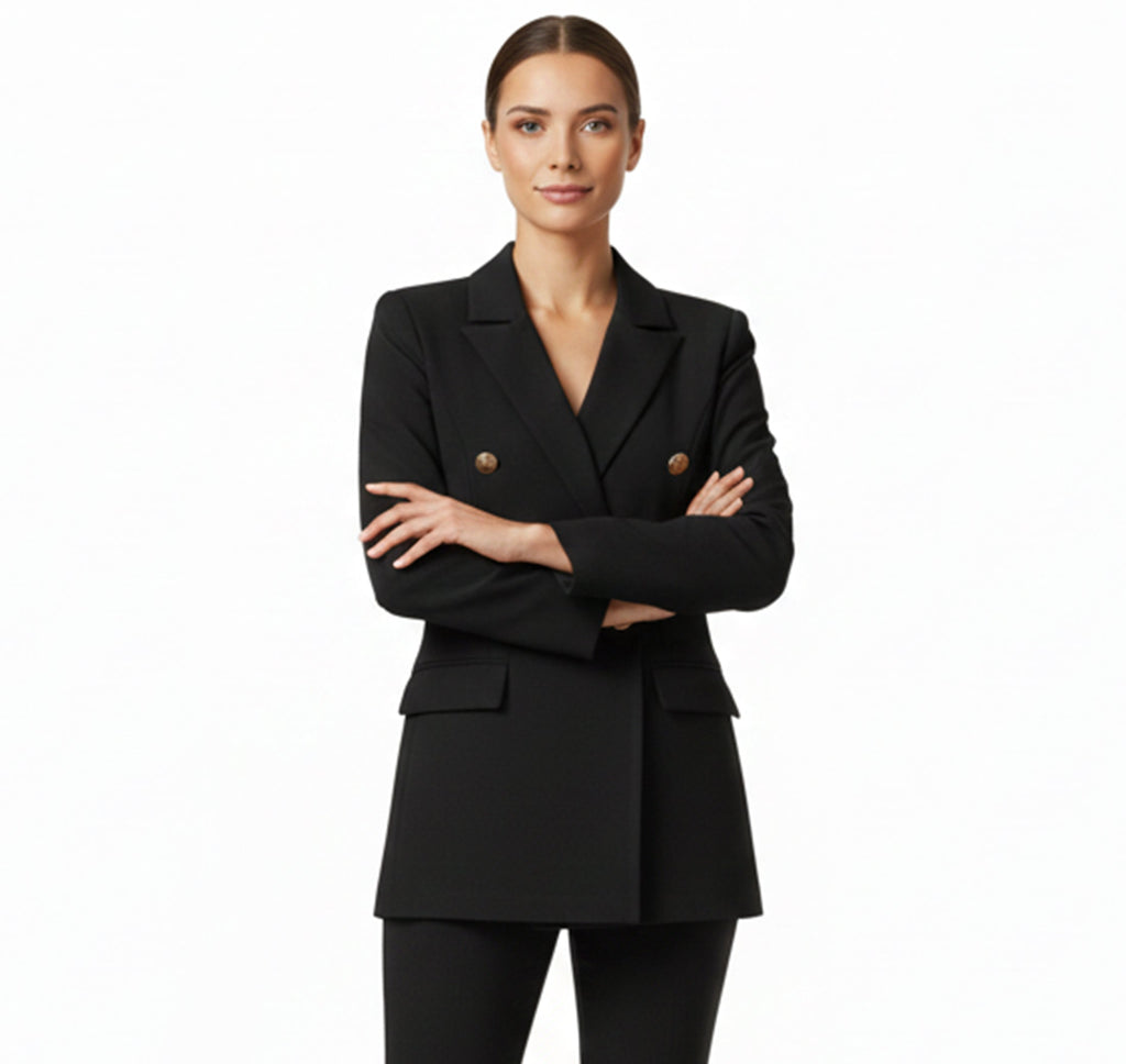 Women's Satin Blazer – Long Sleeve Double-Breasted Cardigan Style