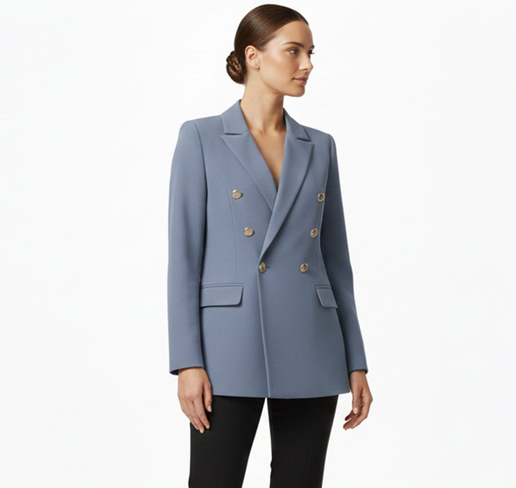 Women's Satin Blazer – Long Sleeve Double-Breasted Cardigan Style