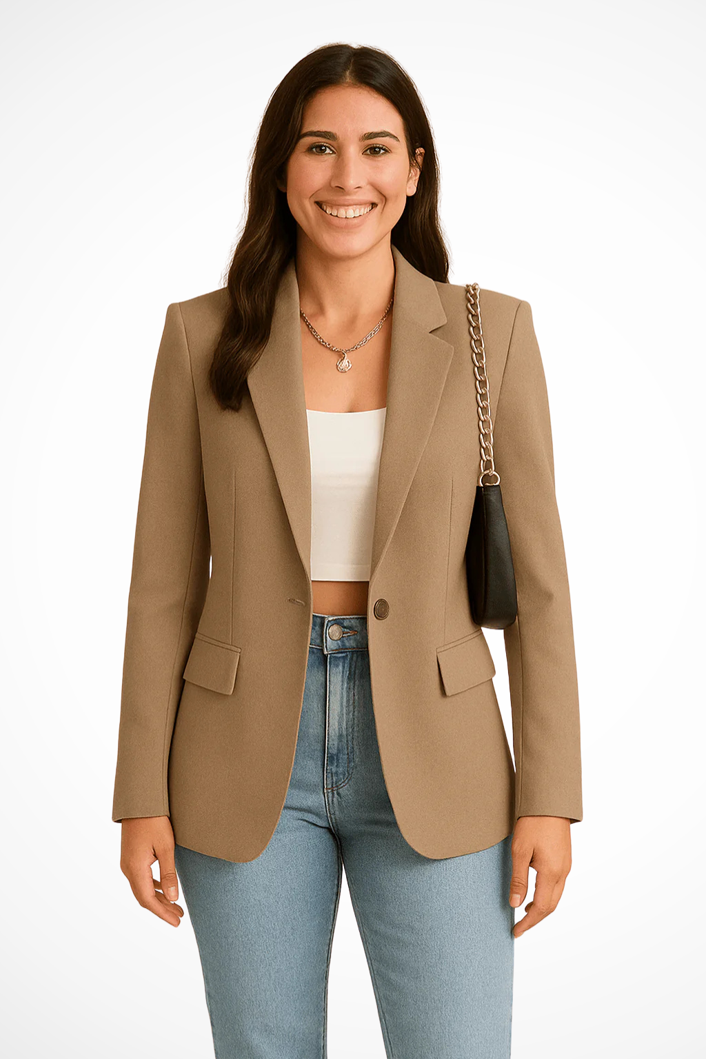 Women's Tailored Blazer – Single-Breasted Jacket with Notch Lapels