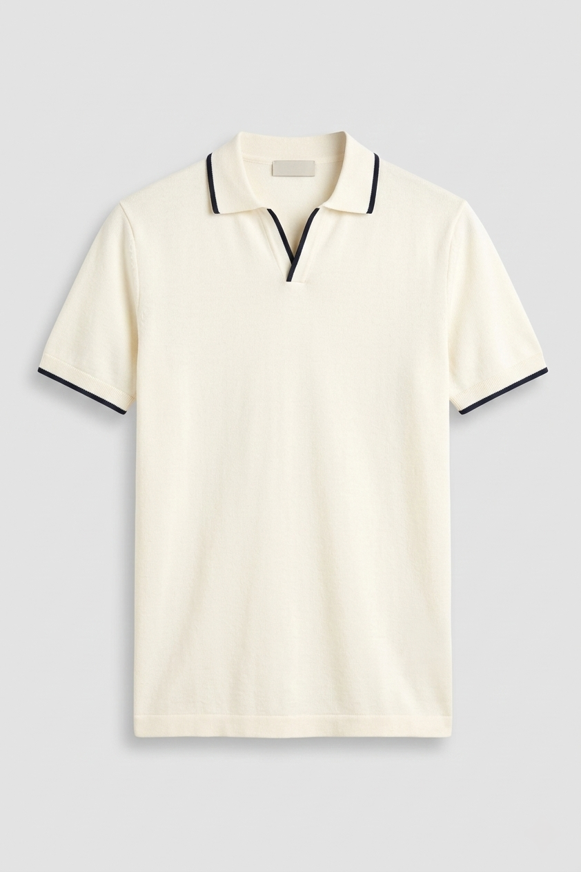 Men's Slim Fit Polo Shirt – Cotton Stretch with Contrast Collar Detail