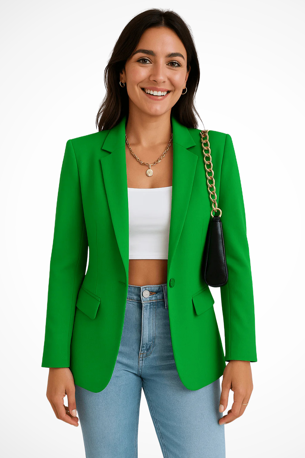 Women's Tailored Blazer – Single-Breasted Jacket with Notch Lapels