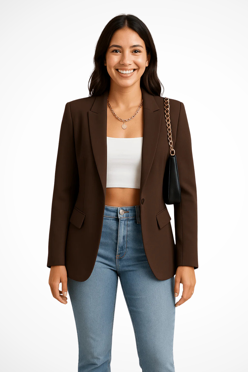 Women's Tailored Blazer – Single-Breasted Jacket with Notch Lapels