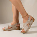 Women's Orthopedic Suede Wedge Sandals – Cross Strap Slingback with Arch Support