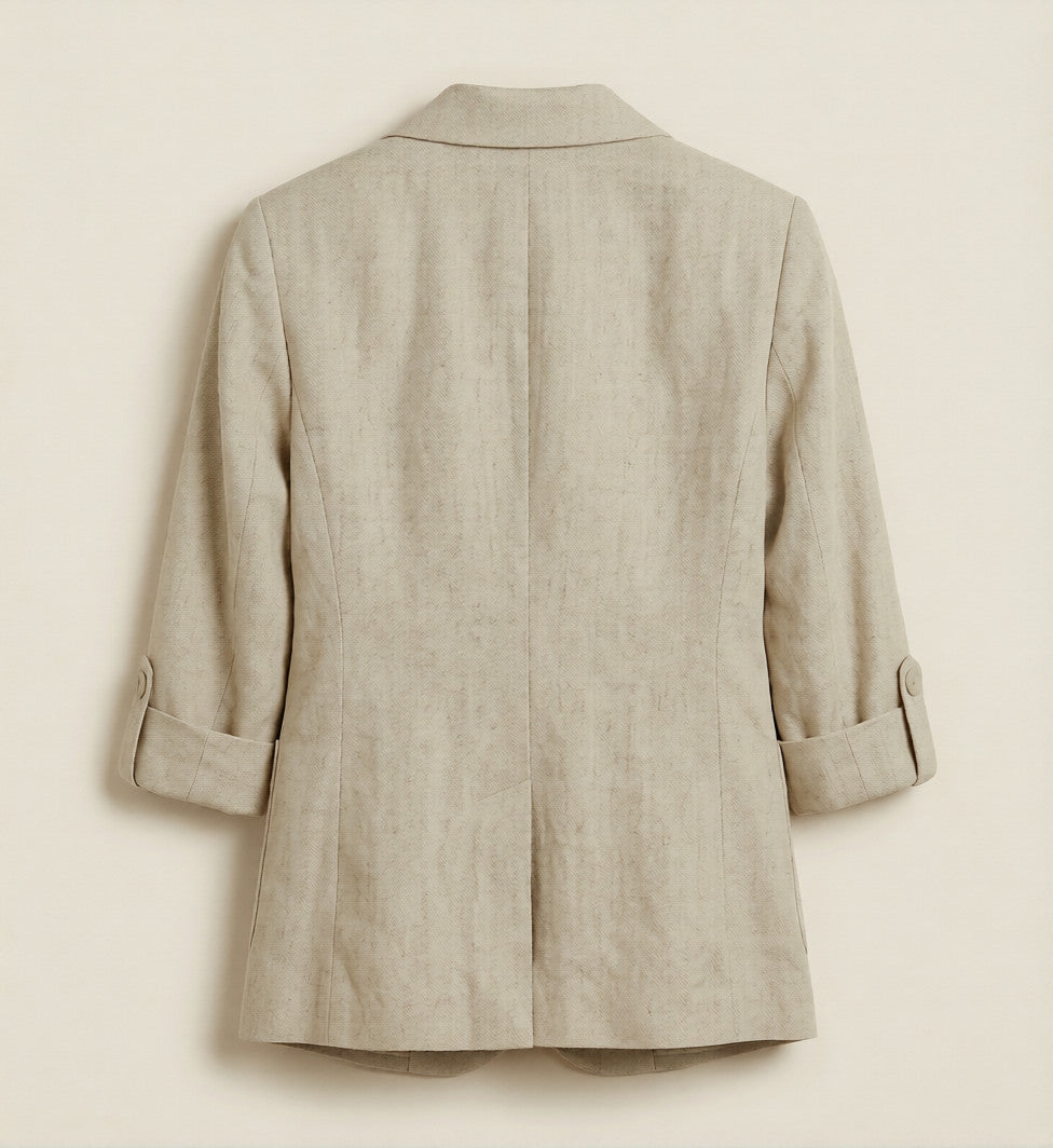 Women's Linen Blazer – Lightweight Single-Breasted Workwear Jacket with Patch Pockets