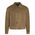 Men's Suede Jacket – Lightweight Outerwear with Shirt Collar and Button Closure