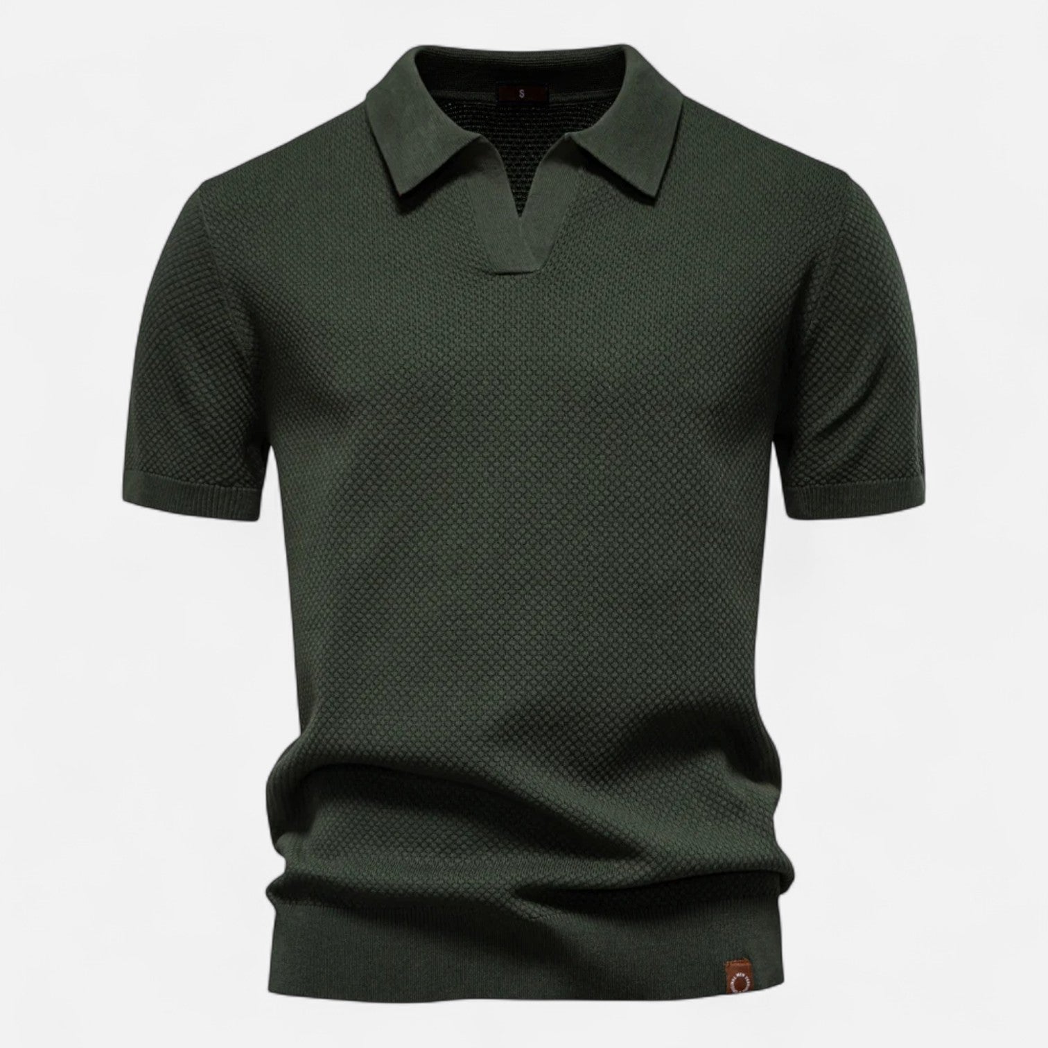 Men's Knit Polo Shirt – Short Sleeve with Ribbed Collar and Button Placket