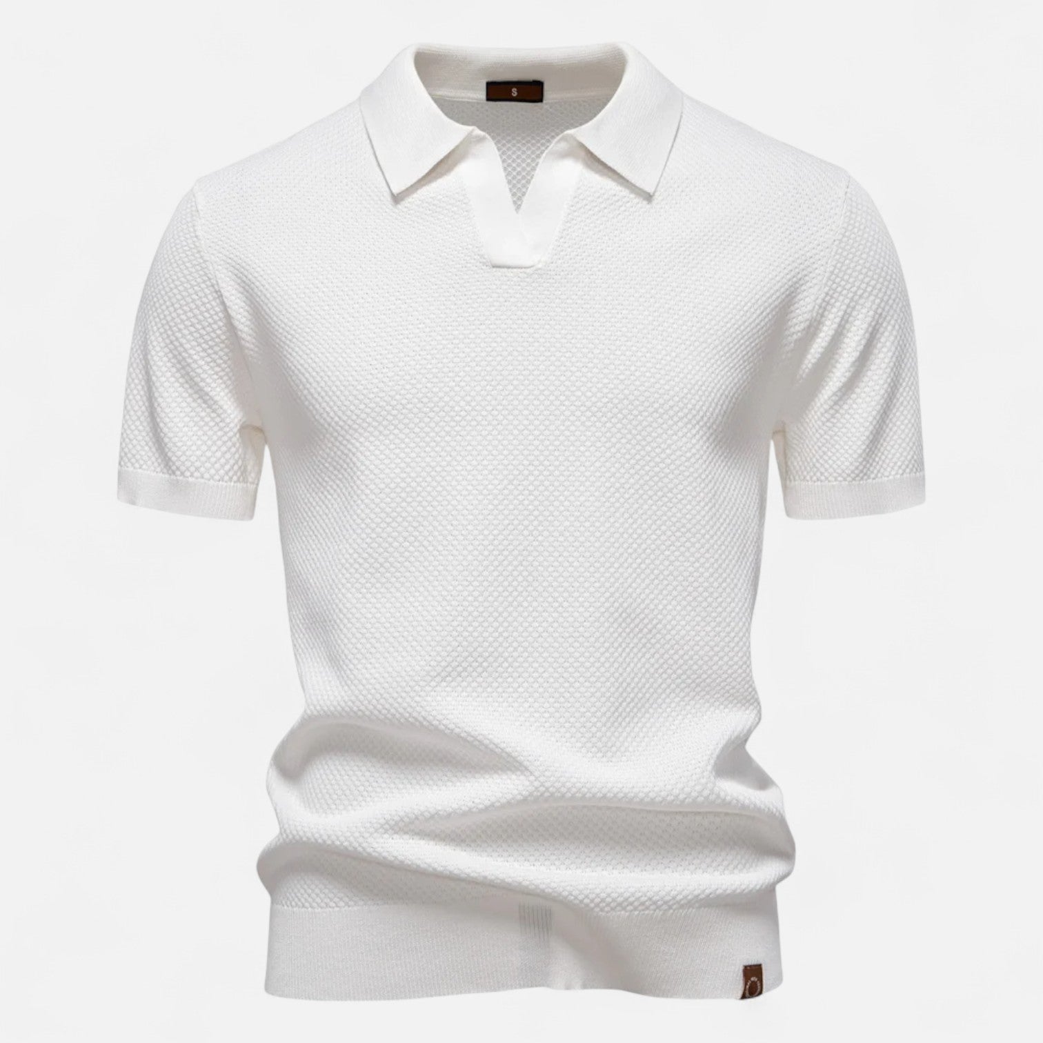 Men's Knit Polo Shirt – Short Sleeve with Ribbed Collar and Button Placket