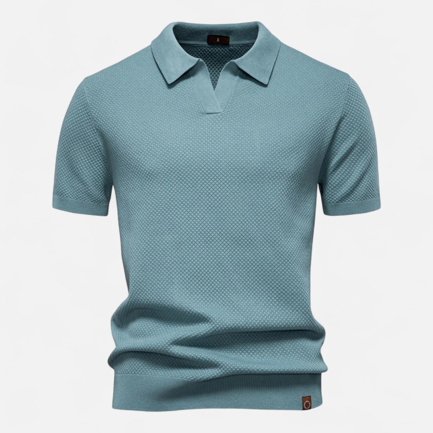 Men's Knit Polo Shirt – Short Sleeve with Ribbed Collar and Button Placket