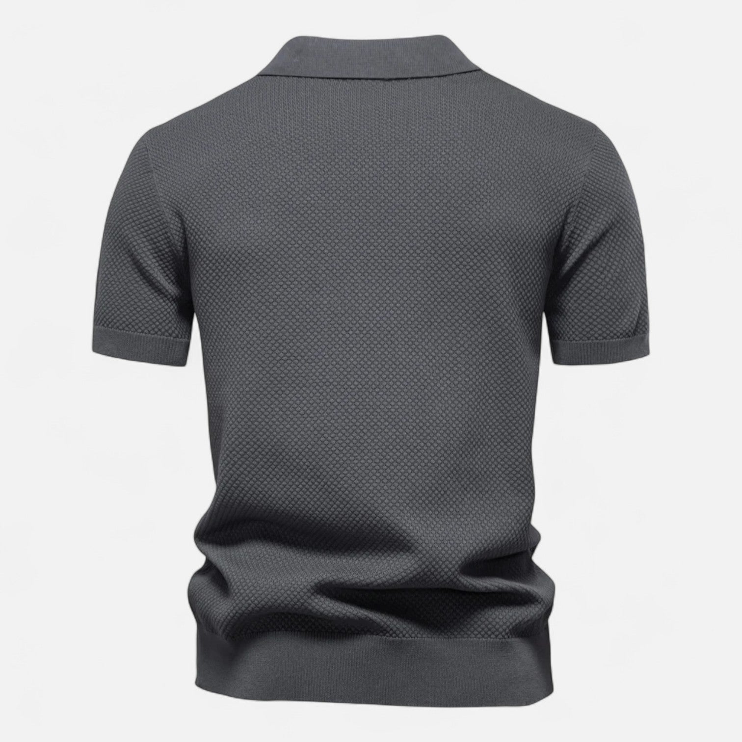 Men's Knit Polo Shirt – Short Sleeve with Ribbed Collar and Button Placket