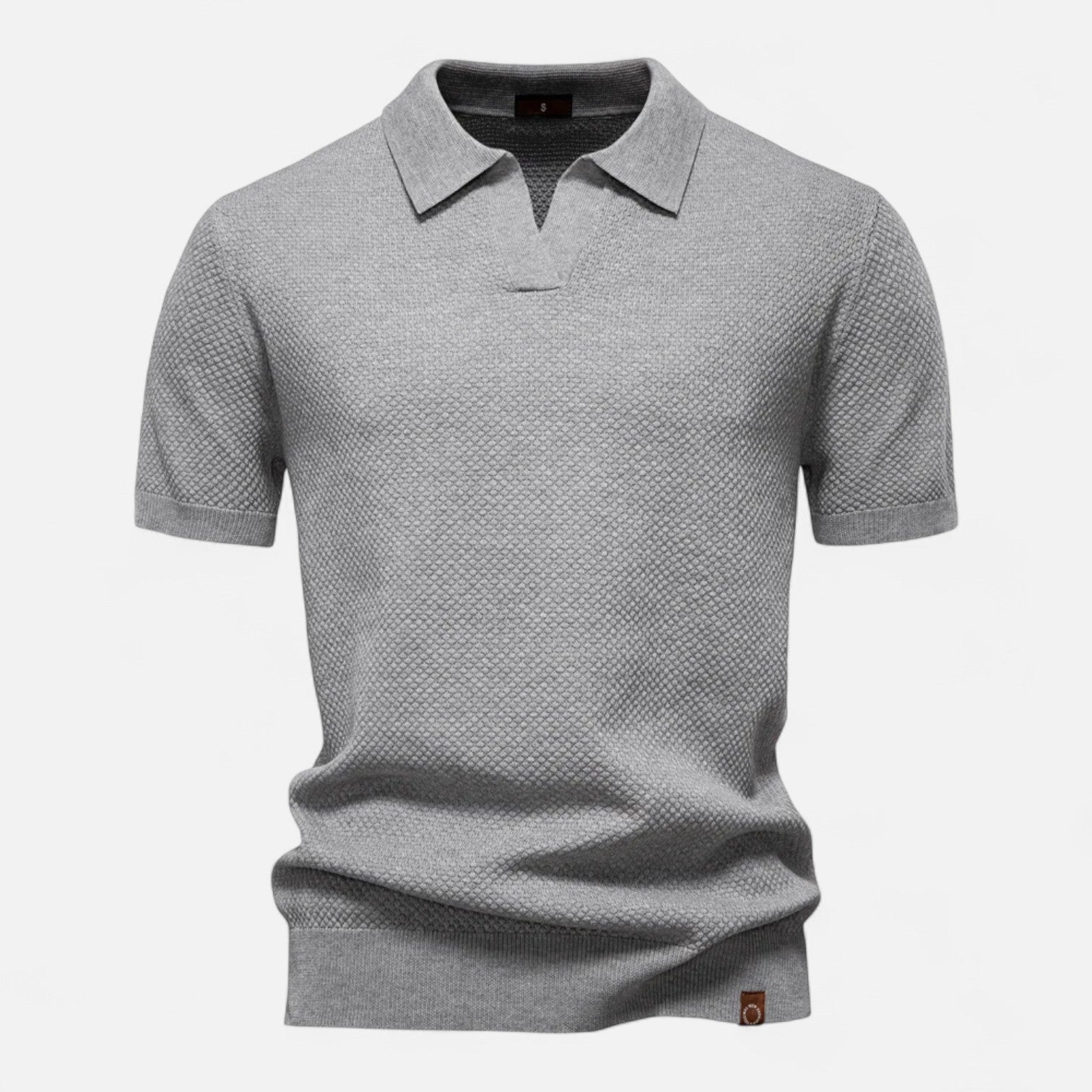 Men's Knit Polo Shirt – Short Sleeve with Ribbed Collar and Button Placket