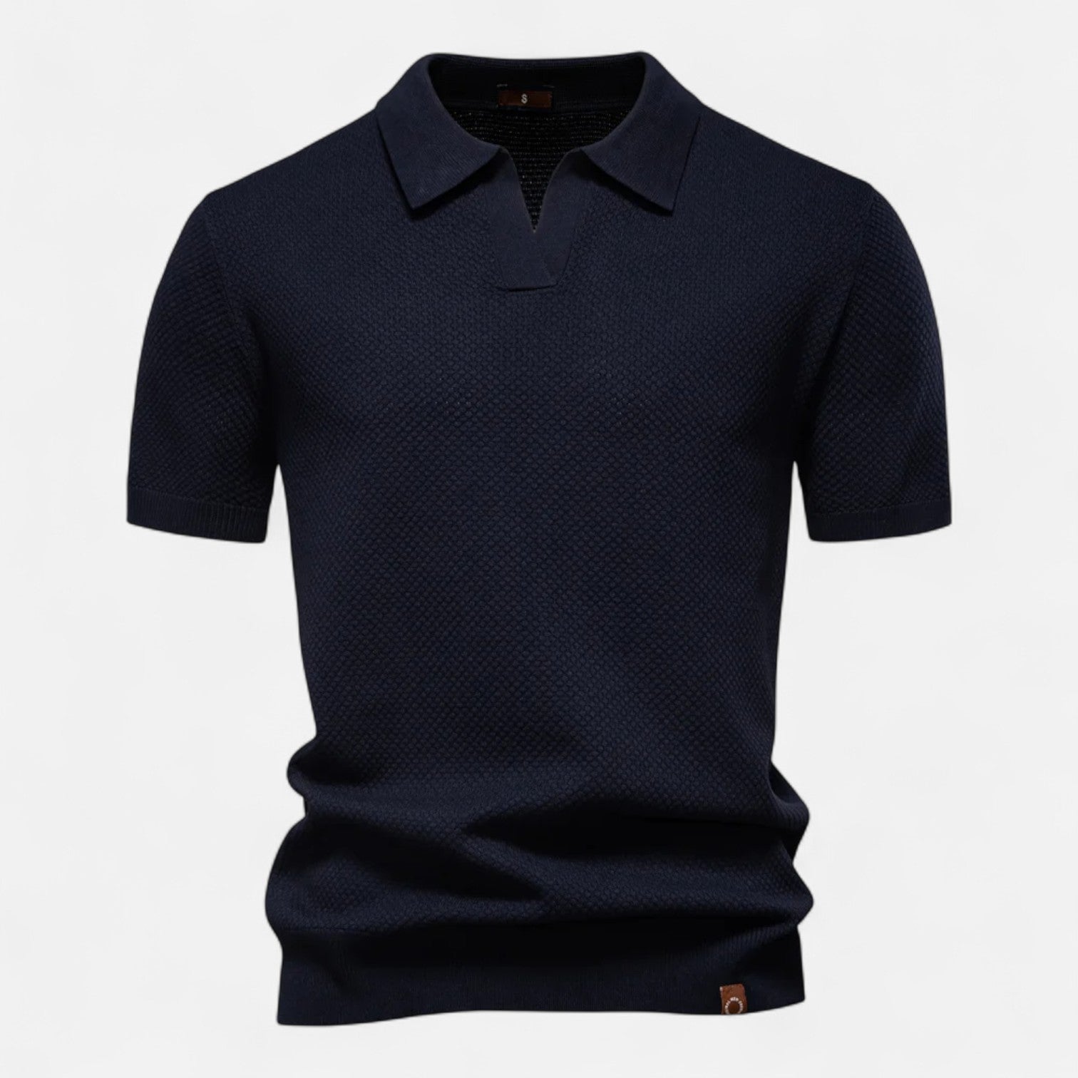 Men's Knit Polo Shirt – Short Sleeve with Ribbed Collar and Button Placket