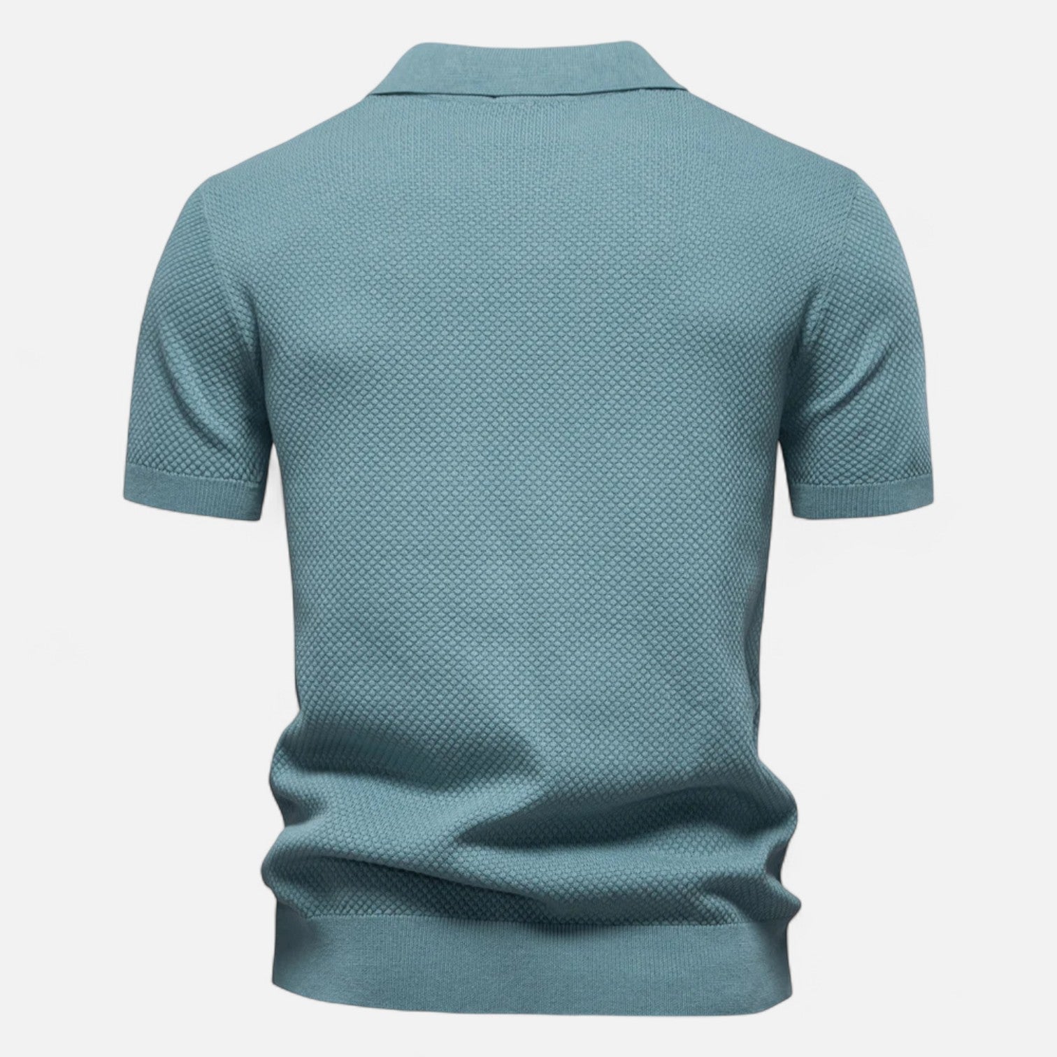 Men's Knit Polo Shirt – Short Sleeve with Ribbed Collar and Button Placket