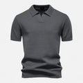 Men's Knit Polo Shirt – Short Sleeve with Ribbed Collar and Button Placket