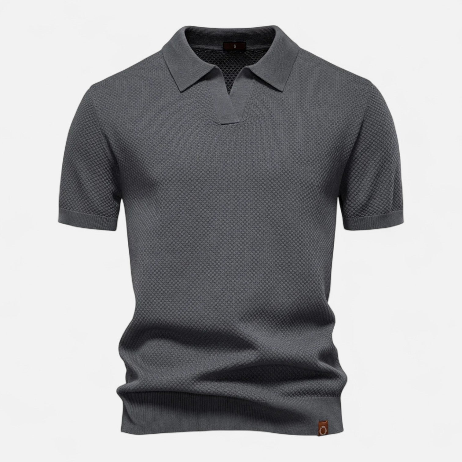 Men's Knit Polo Shirt – Short Sleeve with Ribbed Collar and Button Placket