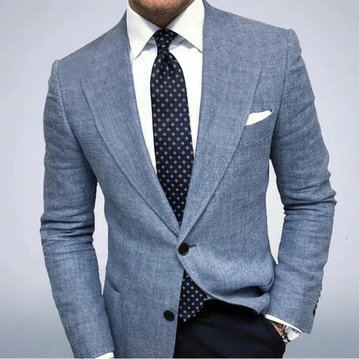 Men's Slim Fit Linen Blazer – Two-Button Single-Breasted Notch Lapel