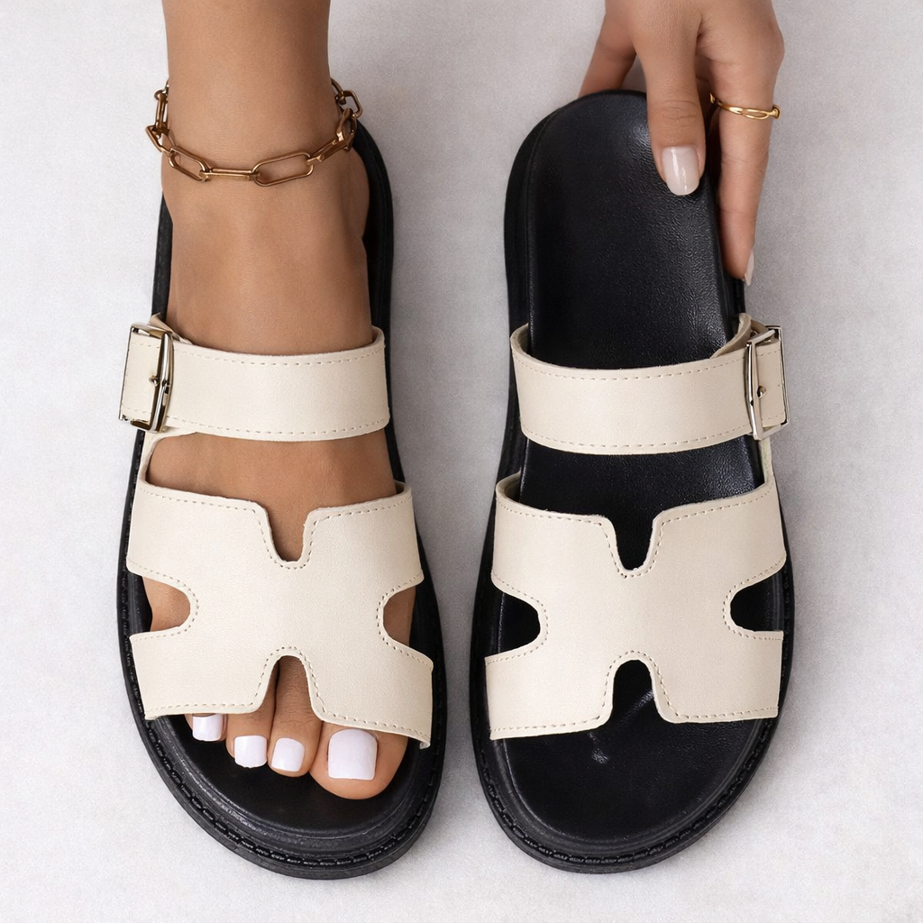 Women's Orthopedic Flat Sandal – Platform Arch Support Wide Fit