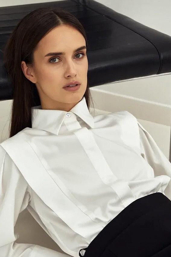 Women's Tailored Office Blouse – Long Sleeve Button-Down Work Top
