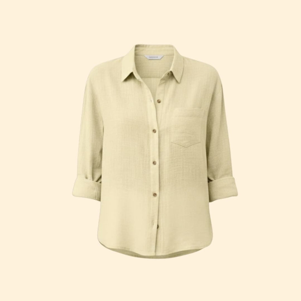Women's Relaxed Linen Shirt – Oversized Button-Down with Roll-Up Sleeves