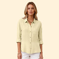 Women's Relaxed Linen Shirt – Oversized Button-Down with Roll-Up Sleeves