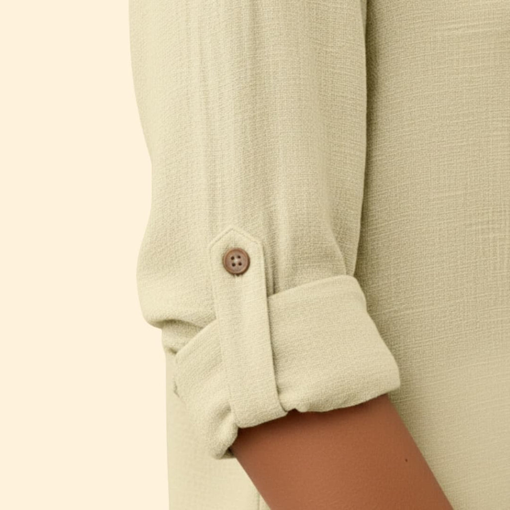 Women's Relaxed Linen Shirt – Oversized Button-Down with Roll-Up Sleeves