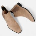 Men's Suede Ankle Boots – Square Toe Slip-On with Elasticated Side Panels