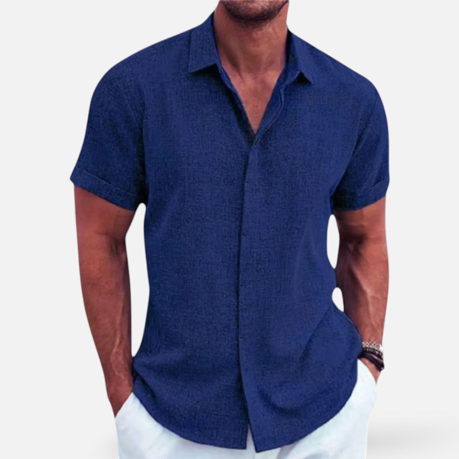 Men's Linen Shirt – Lightweight Button-Up with Chest Pocket