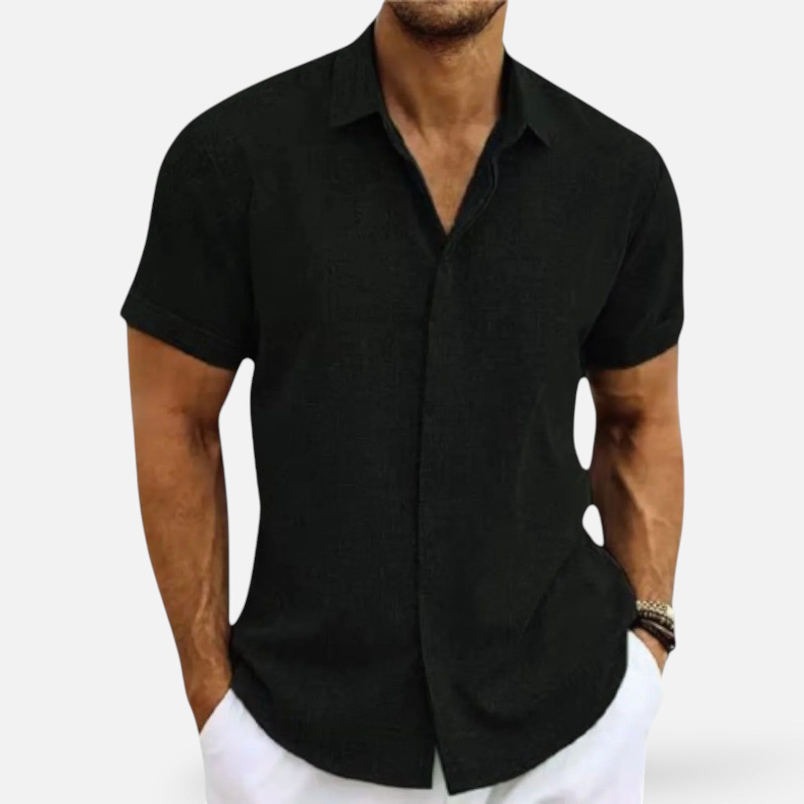 Men's Linen Shirt – Lightweight Button-Up with Chest Pocket
