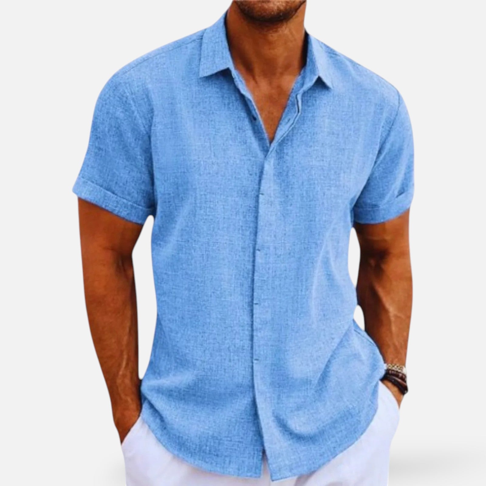 Men's Linen Shirt – Lightweight Button-Up with Chest Pocket