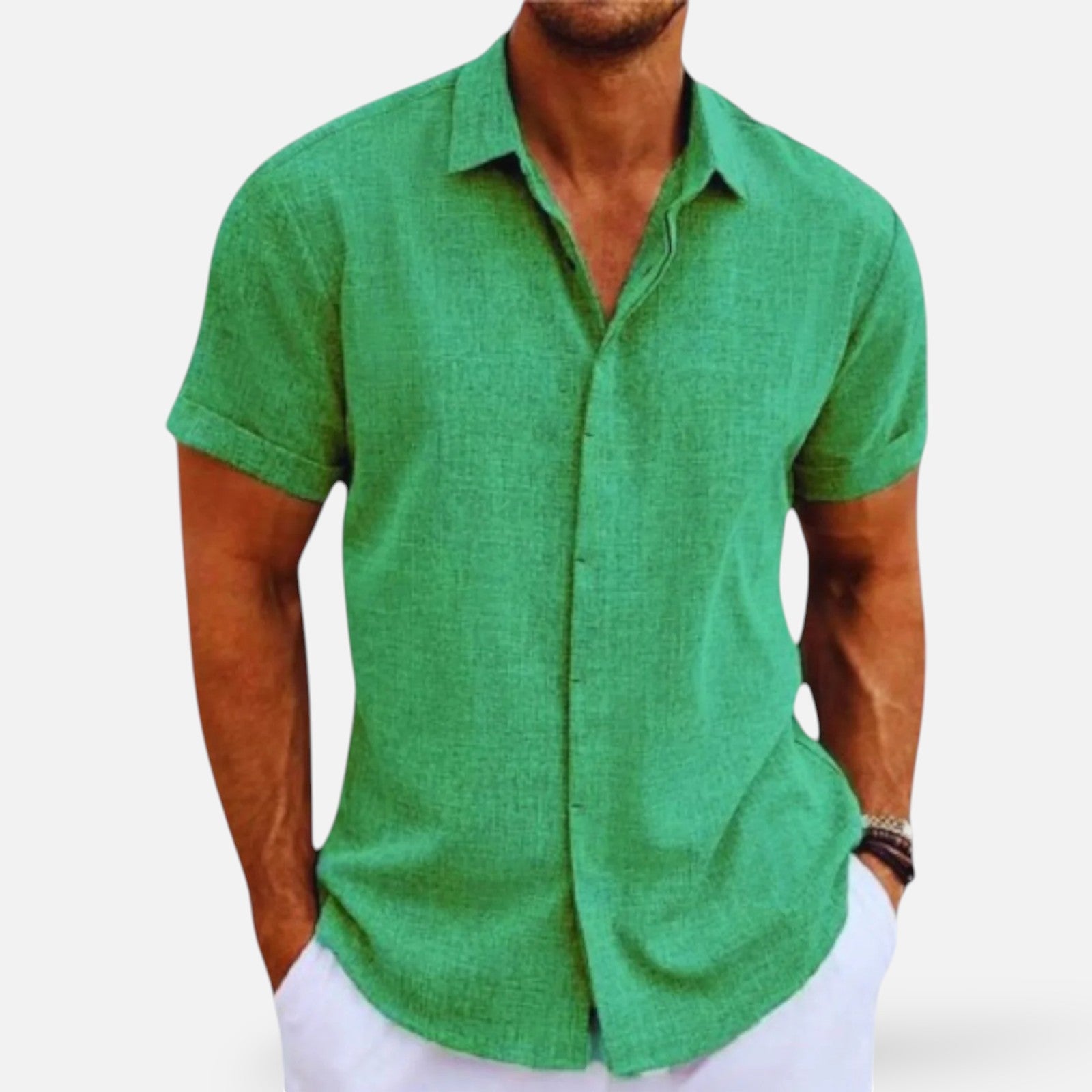 Men's Linen Shirt – Lightweight Button-Up with Chest Pocket
