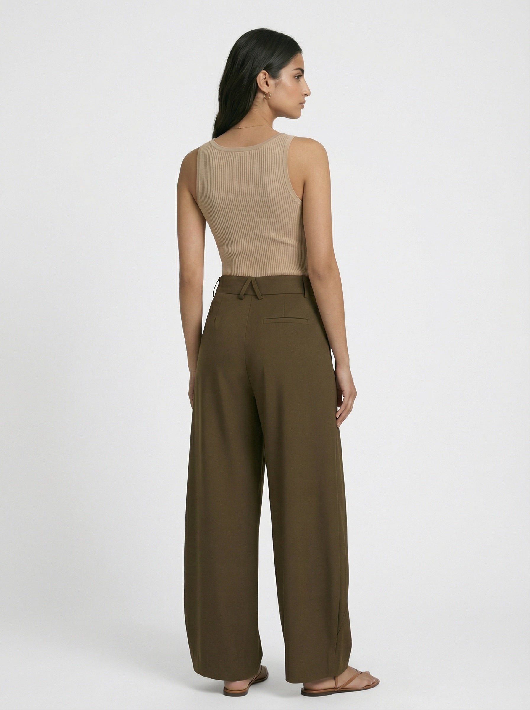 Women's Wide Leg Trousers – High Waist Deep-Fold Pleats with Side Pockets