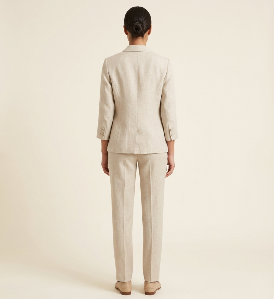 Women's Linen Blazer – Lightweight Single-Breasted Workwear Jacket with Patch Pockets